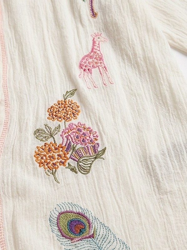 cămașă brodată pentru femei, cămașă boho, cămașă casual, cu volane, boemă, vacanță, tropical, mânecă lungă, topuri obișnuite, casual, alb, vară, primăvară, toamnă, iarnă 2026 - $54.99 –P4