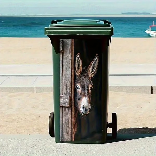 Adesivos para lixeira com desenho de burro (2 unidades), adesivos fofos de animais para decoração de lixeiras, adesivos de vinil removíveis e à prova d'água para lixeiras de casa, cozinha, banheiro e de 2026 por $16.99 –P3