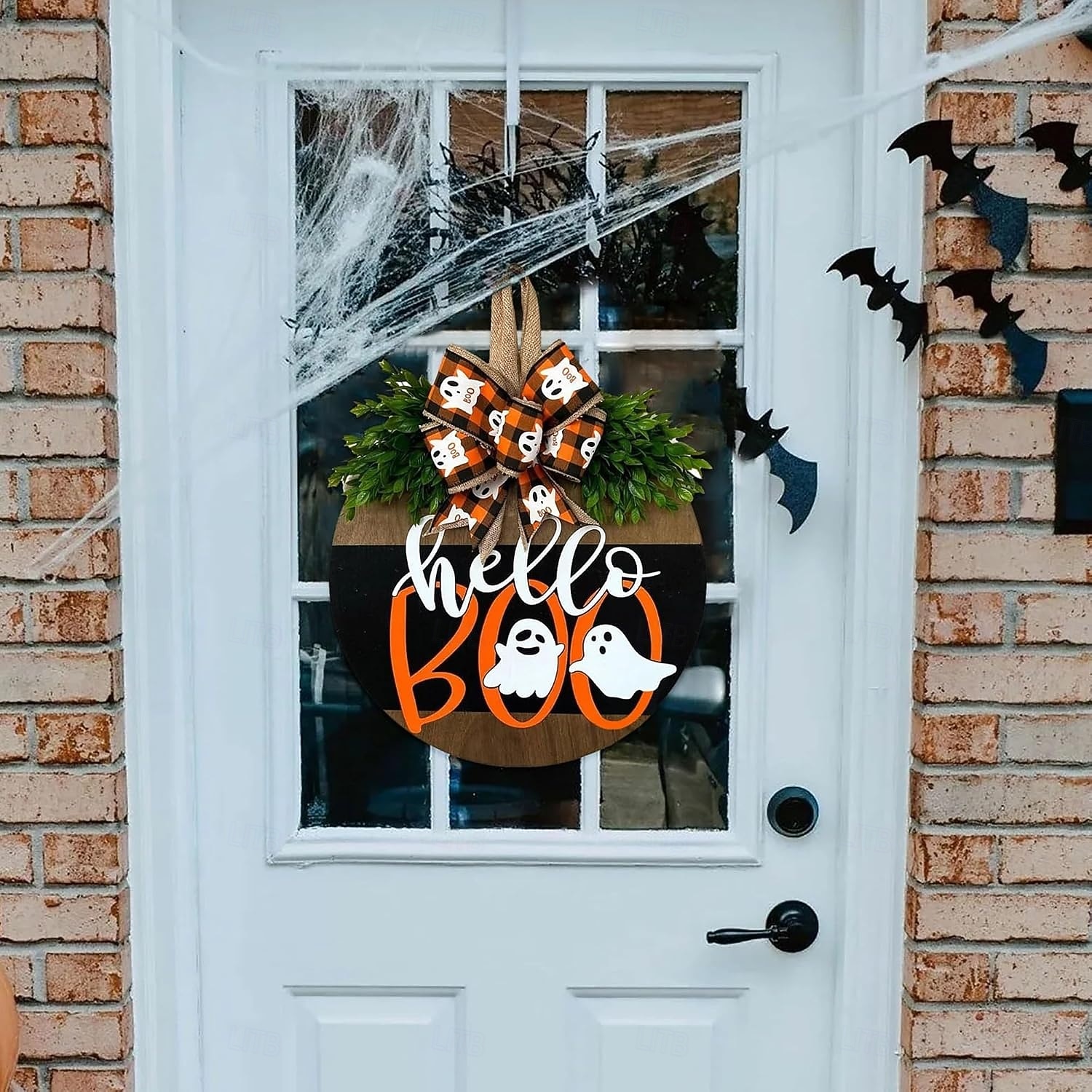 Guirlanda de madeira com fantasma para porta de Halloween, decoração divertida de fantasma para pendurar na porta da frente, enfeite rústico de boas-vindas para Halloween na varanda, entrada, parede, de 2026 por $22.99 –P7