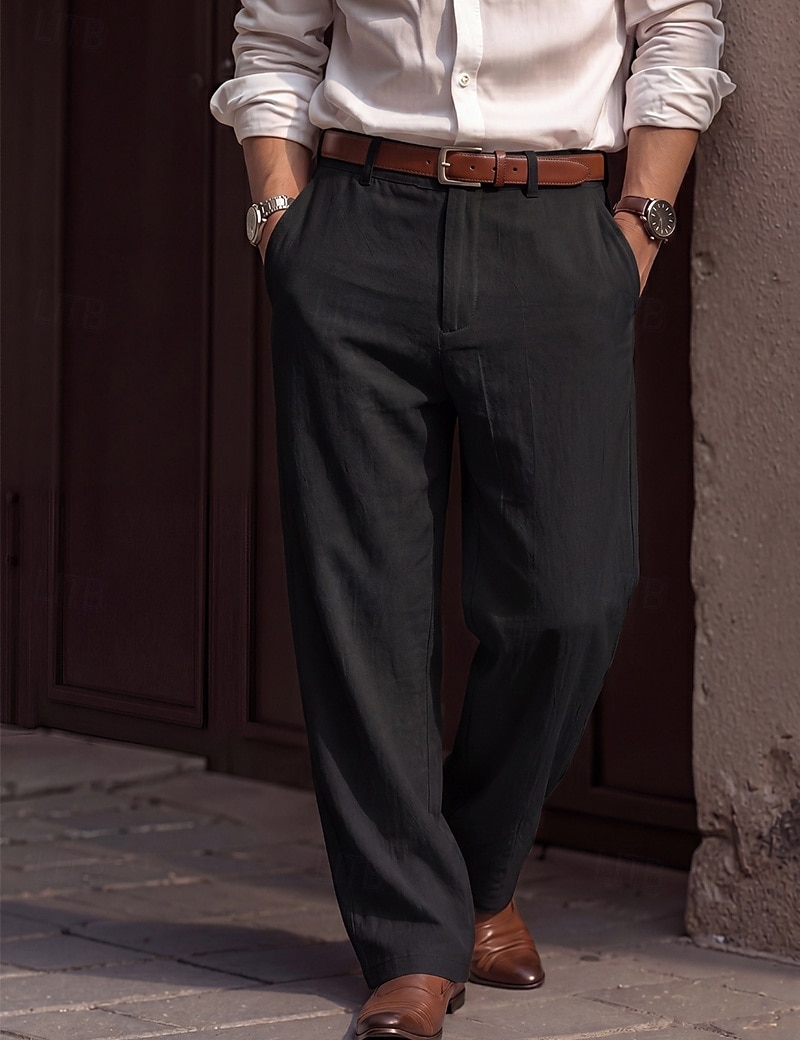 Per uomo Pantaloni di Lino Pantaloni Pantaloni Eleganti Pantaloni casual Tasca Elastico in vita Gamba Dritta Semplice Confortevole Traspirante Lunghezza intera Casuale Quotidiano Affari Moda del 2026 a $25.99 –P5
