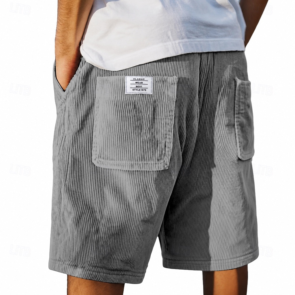 Homens Calção Shorts de verão Shorts casuais Shorts de veludo cotelê Com Cordão Bolsos Cintura elástica Tecido Conforto Respirável Curto Ao ar livre Férias Desporto Casual Cáqui Preto de 2026 por $22.99 –P13