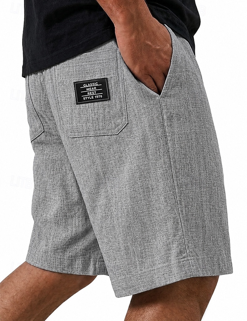 Hombre Pantalón corto Pantalones cortos de lino Pantalones cortos de verano Pantalones cortos casuales Correa Cintura elástica Un Color Comodidad Ligero Longitud de la rodilla Casual Diario Exterior 2026 - $24.99 –P1