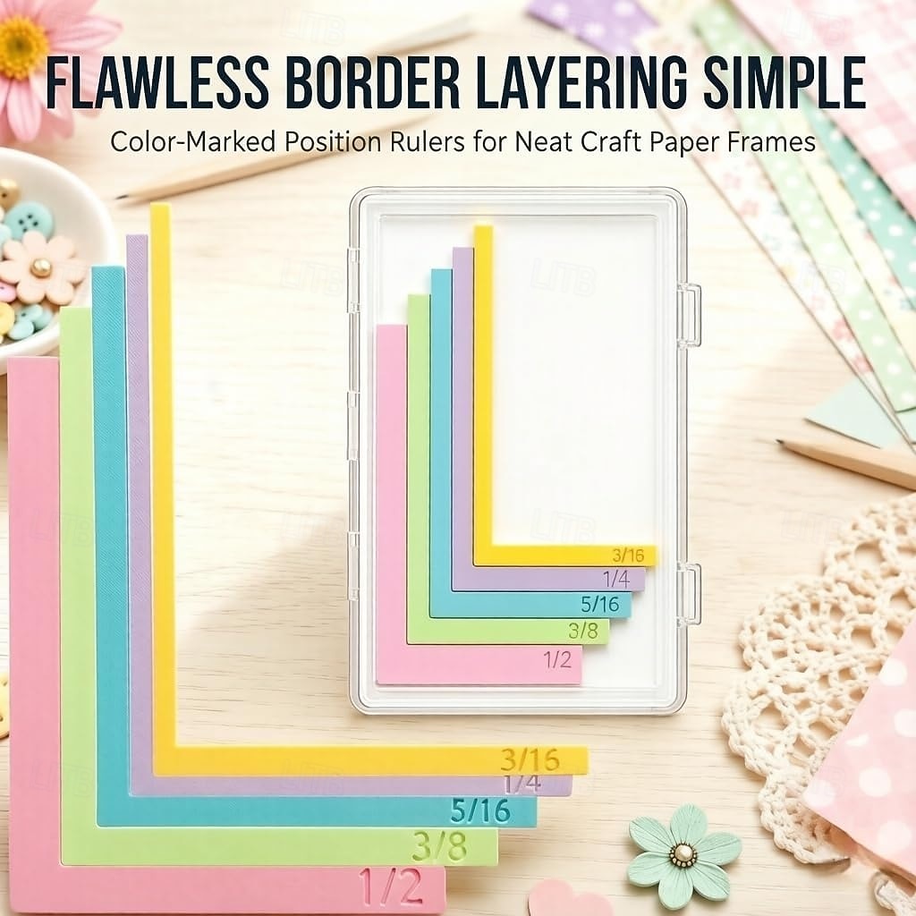 5/7-teiliges Set mit Ausrichtungshilfen aus Papier für die Kartenherstellung, inklusive Aufbewahrungsetui, farbcodierte Werkzeuge mit Größenmarkierungen 2026 - $15.99 –P9
