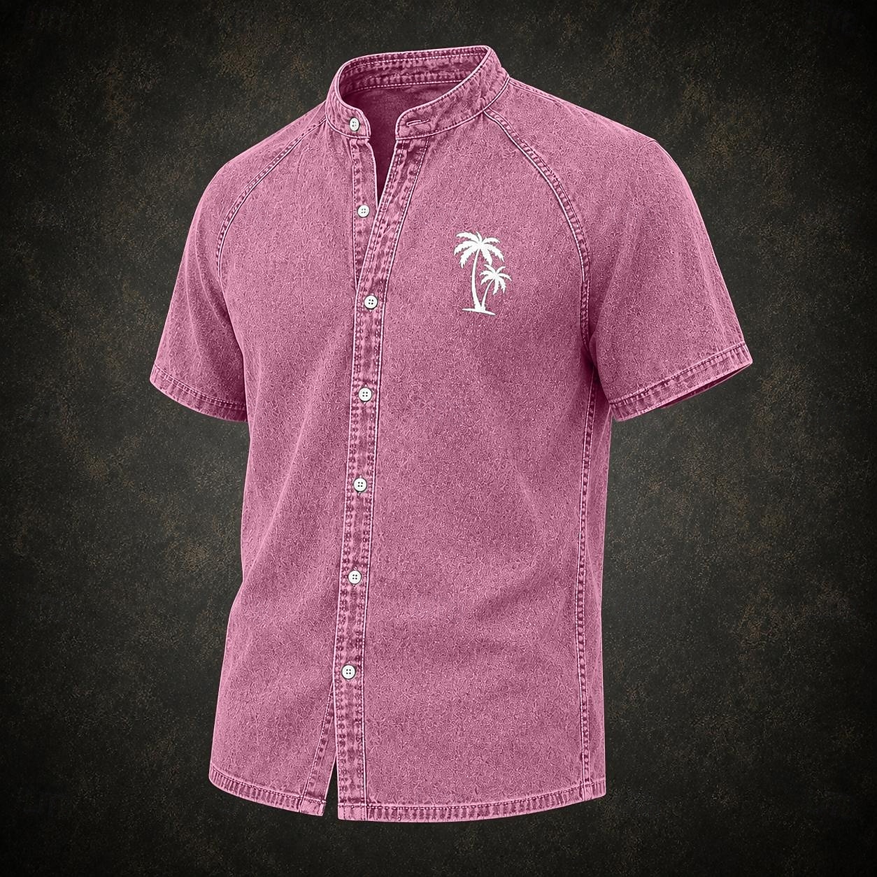 ανδρικό πουκάμισο softfade™ casual πουκάμισο demin πουκάμισο με οξύ βαμμένο ροζ πράσινο χακί γκρι ανοιχτό μπλε κοντομάνικο απλό γιακάς παππού casual καθημερινά ρούχα ενδύματα κομψό μόδα casual 2026 - $31.99 –P5