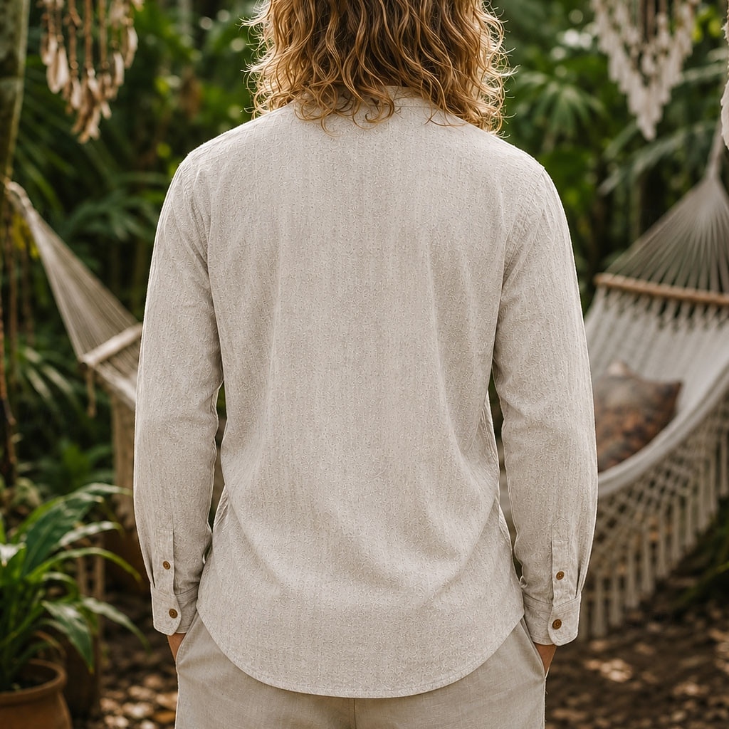 Men Linen Shirt Popover Shirt Summer Shirt Beach Wear Vintage Shirt Plain Casual Vacation Blue White Black Navy Blue Long Sleeve Henley Summer Spring Clothing Apparel Buttons 2026 - $25.99 –P2