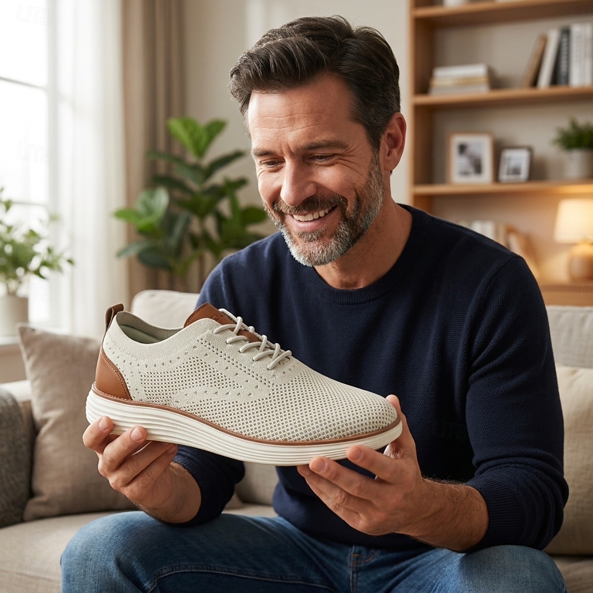 Pantofi sport casual business pentru bărbați, respirabili, tricotați, cu șireturi, ușori și confortabili, pentru birou, călătorii, plimbări zilnice, ținute smart casual și weekend 2026 - $69.99 –P5