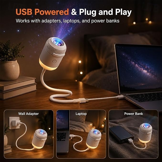 USB Star Projector Night Light, 5D Holographic Galaxy and Ocean Projector with Projection Films, 360° Adjustable Plug-in Ceiling Light for Bedroom, Car, Kids Room Decor 2026 - $25.99 –P1