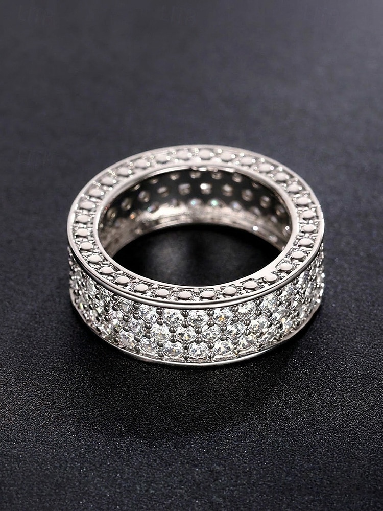 Luxe herenring van legering met strass-steentjes en diamantlook, brede, opvallende modering in verschillende maten voor feesten, bruiloften, banketten, avondjes uit en formele avondkleding. 2026 - $11.99 –P4