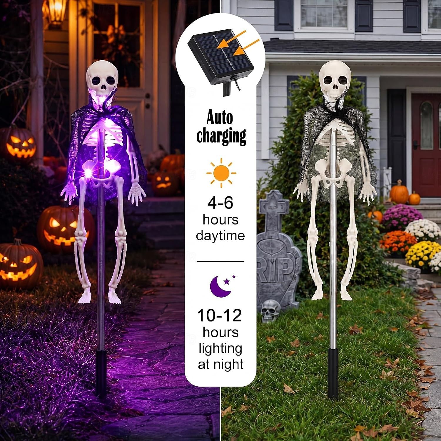 Solar Powered Skeleton Skeleton Ground Stake Lights, Outdoor Garden Yard Glowing Decorative Landscape Lamp for Halloween Holiday Party Atmosphere Decor 2026 - $16.99 –P1