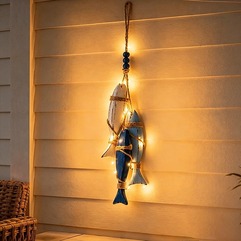 Lighted Wooden Fish & Starfish Wall Decor – Beachy Wall Decor with Warm LEDs, Coastal Nautical Hanging Decor for Bathroom, Porch & Beach House 2026 - $29.99 –P12
