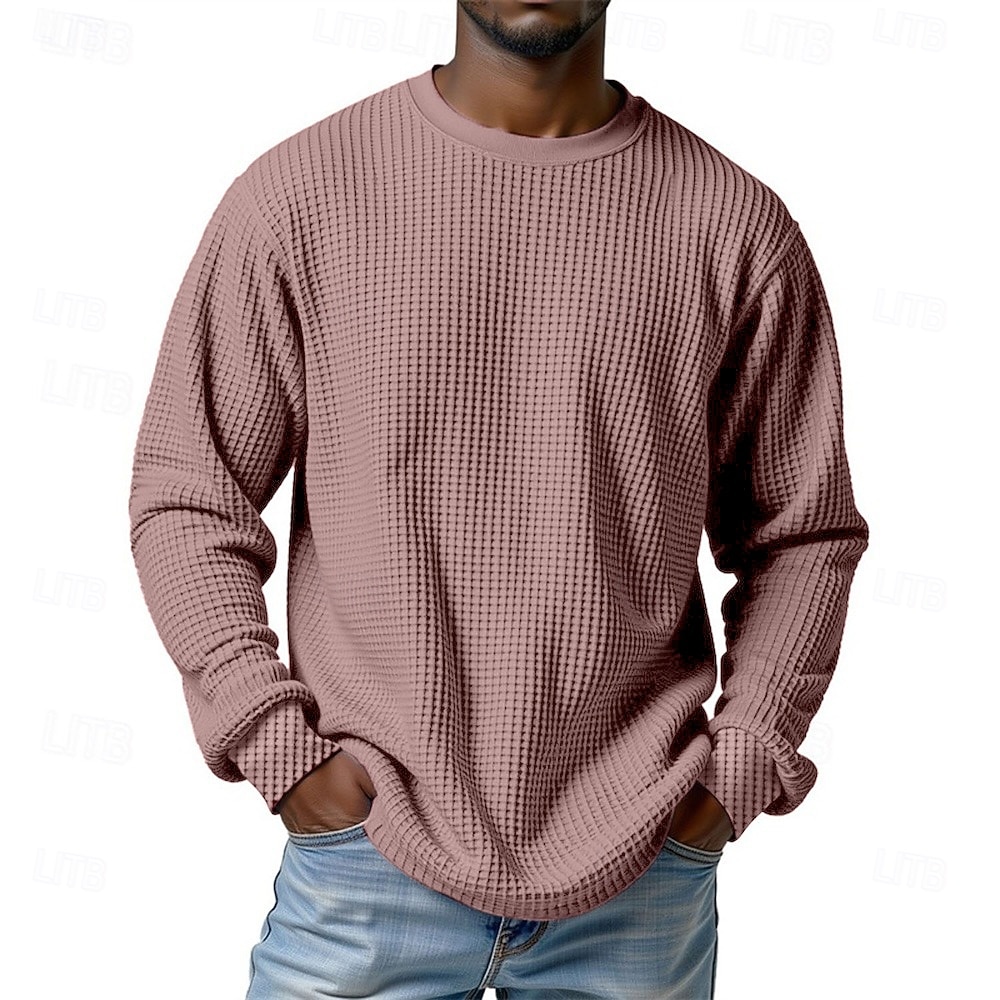 Homme T-shirt gaufré T-shirt Chemise à Manches Longues manche longue Col ras du cou Printemps Automne Uni Mode Designer Basique Classique Vacances Rue Sortir Blanche Rouge Vert T-shirt haut de gamme de 2026 ? $26.99 –P7