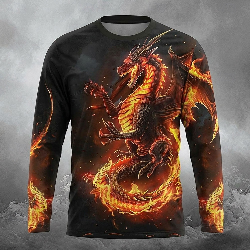 Homens Animal Dragão Camiseta Manga Longa Camiseta Impressão 3D Gola Redonda Camisa Escuro Diário Férias Rua Laranja Laranja 2 Verão Primavera Outono Roupa S M L XL XXL XXXL de 2026 por $21.99 –P2