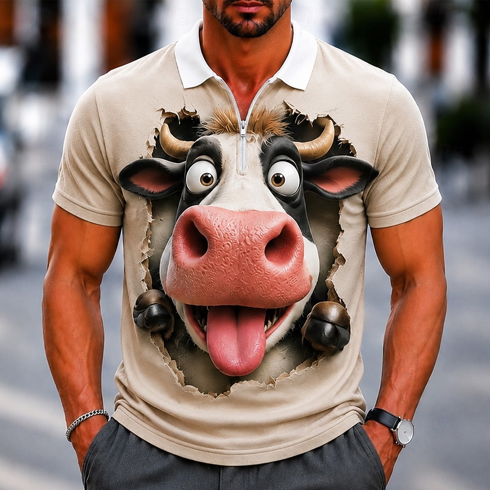 Bărbați Vacă Desene 3D Tricouri polo Polo cu fermoar Manșon scurt Răsfrânt Casual / Sport Casual Zilnic Sporturi & Exterior Imprimare 3D Vară Primăvară Toamnă 1# 2# 3# 2026 - $22.99 –P1