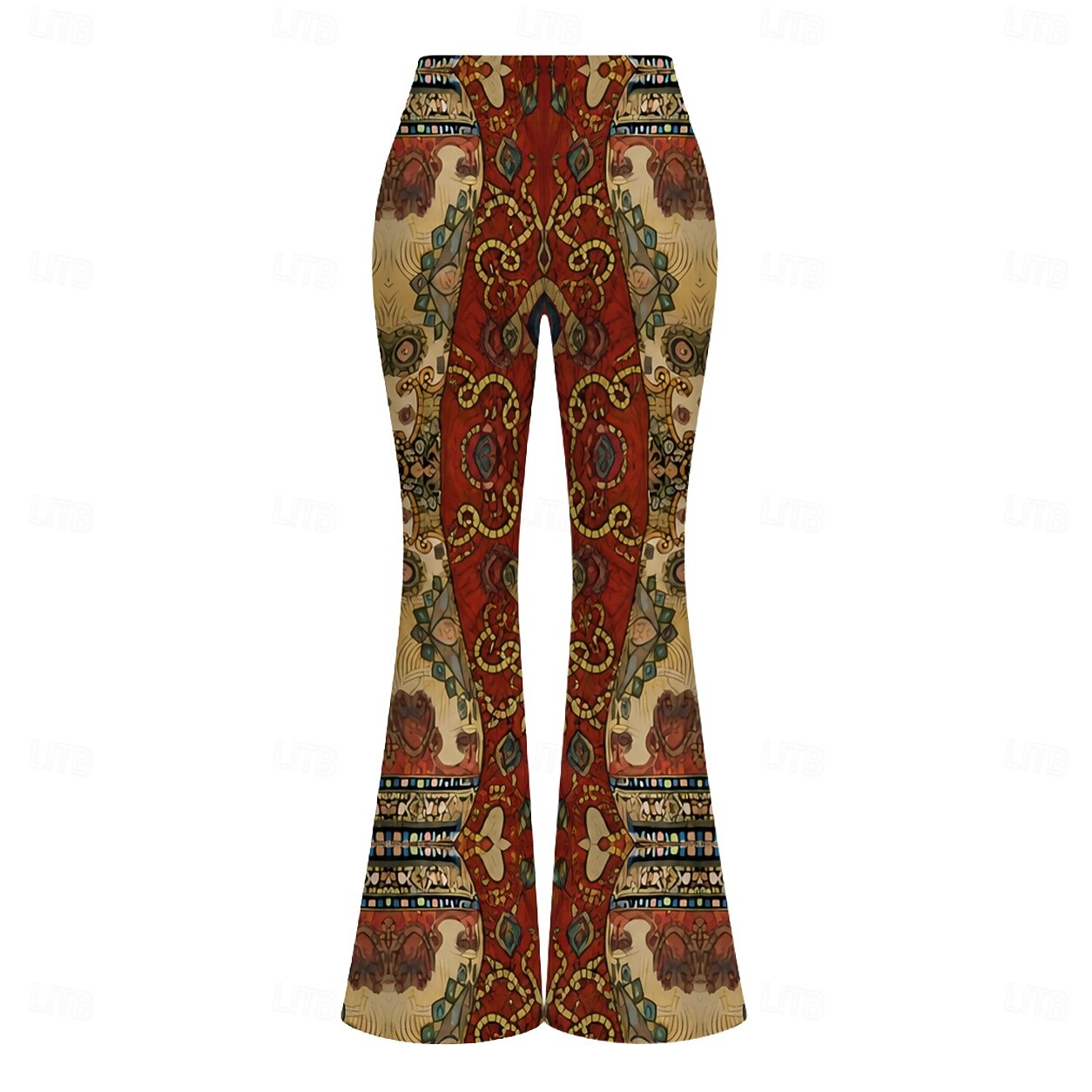 Retro Antiguo Hippie Años 70 Longitud Larga Tipo Canguelo Los pantalones de campana Hippie Disco Estampado Ajustado / Acampanado Disfraz Mujer Víspera de Todos los Santos Carnaval Festival de Música 2026 - $30.99 –P7