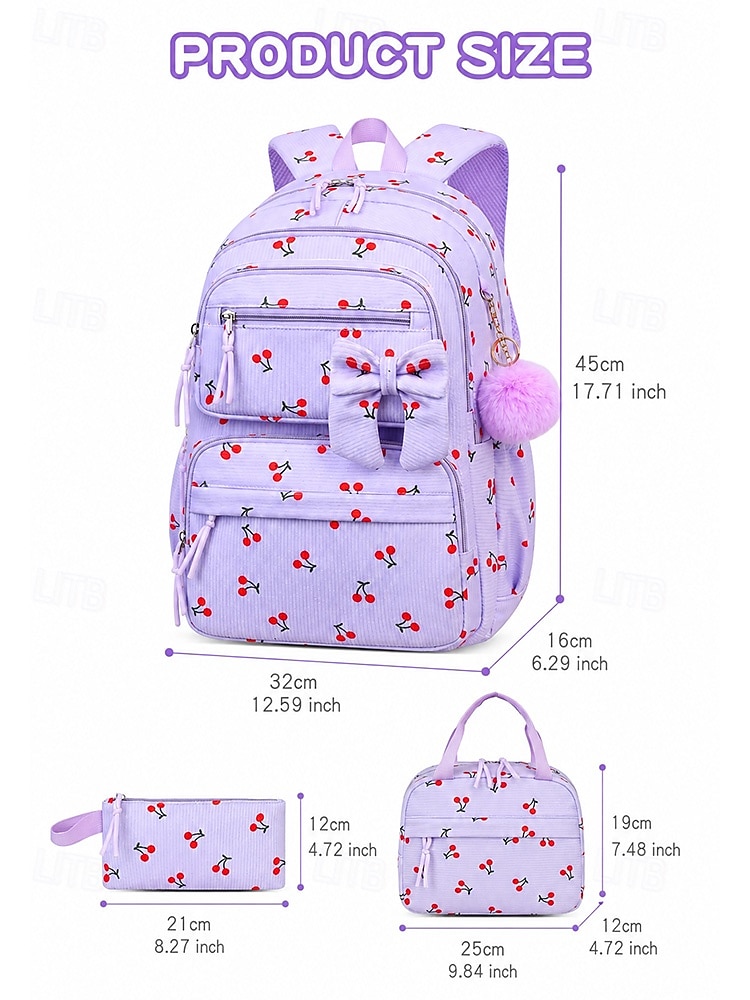 Girl's Corduroy Backpack Set, 3 Piece Cute School Backpack with Large Capacity Multi Compartments, Laptop Sleeve, Adjustable Straps, Luggage Strap, Travel College Bag for Girls, Available in Multiple 2026 - €42.99 –P11