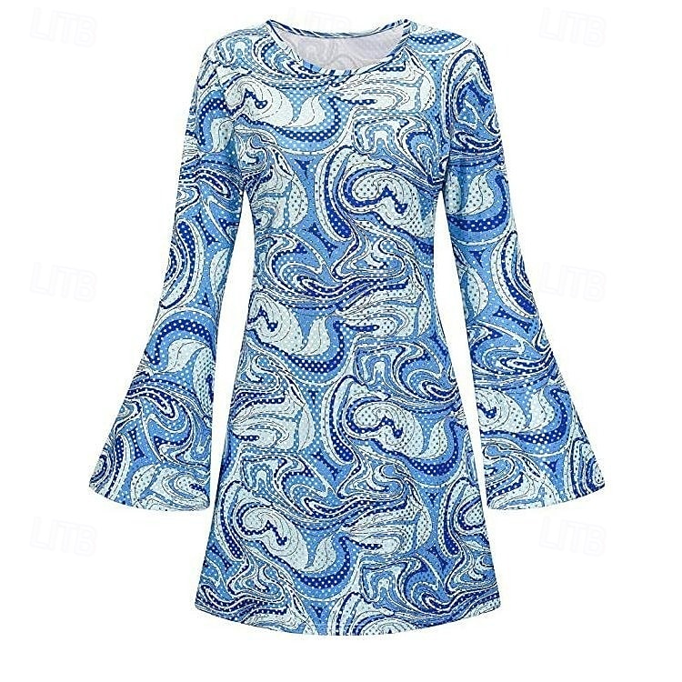 Rétro Vintage Hippie Années 1970 Robe Manches Evasées Hippie Géométrique Déguisement Femmes Mascarade Soirée & Fête Défilé de la Fierté Mois des Fiertés Adulte Robe de 2026 ? $30.99 –P9
