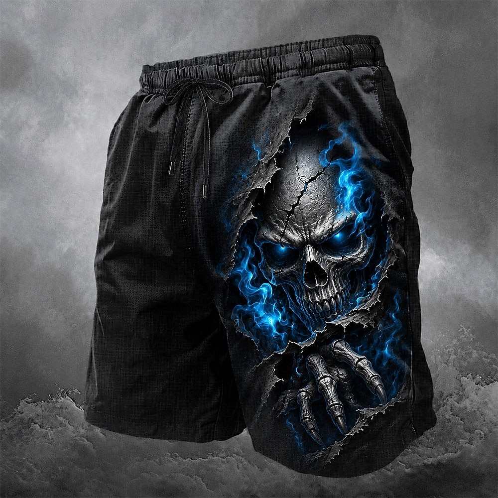 Costumi uomo Halloween teschi costume da bagno pantaloni corti pantaloni da mare vita media scuri casual esterni tasche laterali fodera in rete vita elastica con coulisse abbigliamento designer del 2026 a $20.99 –P2