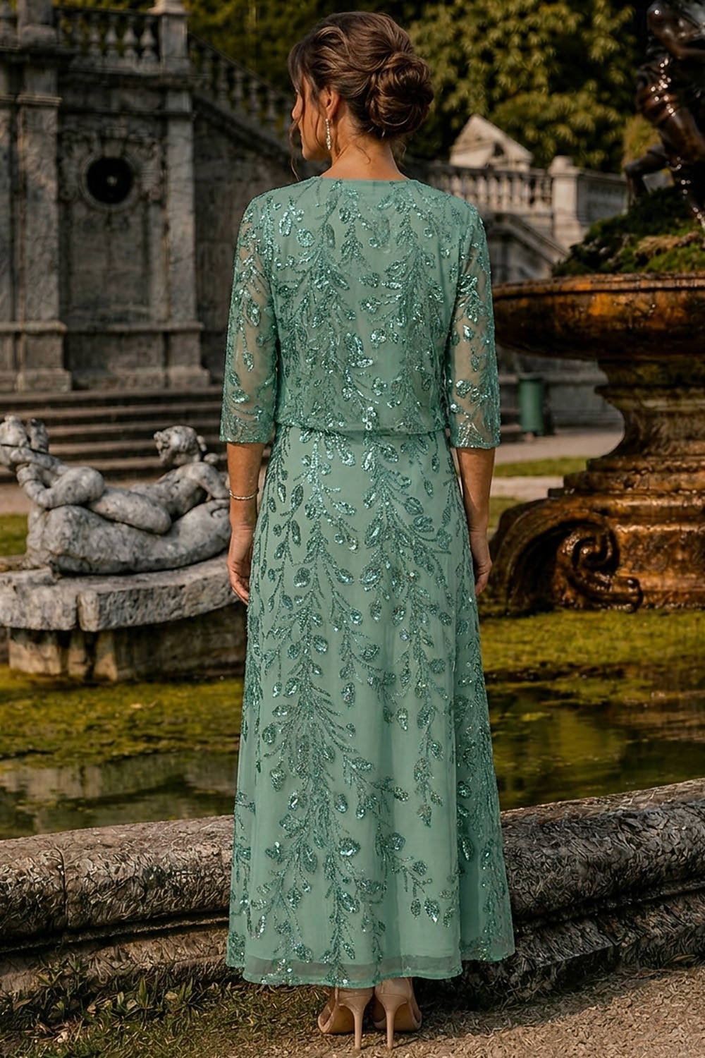 mother of the bride dresses with jackets ankle length Two Piece A-Line Dress 3/4 Length Sleeve Scoop Neck Elegant Simple Luxurious Formal Wedding Guest Lace Jacket Beading Sequin 2026 Designed for elegance and