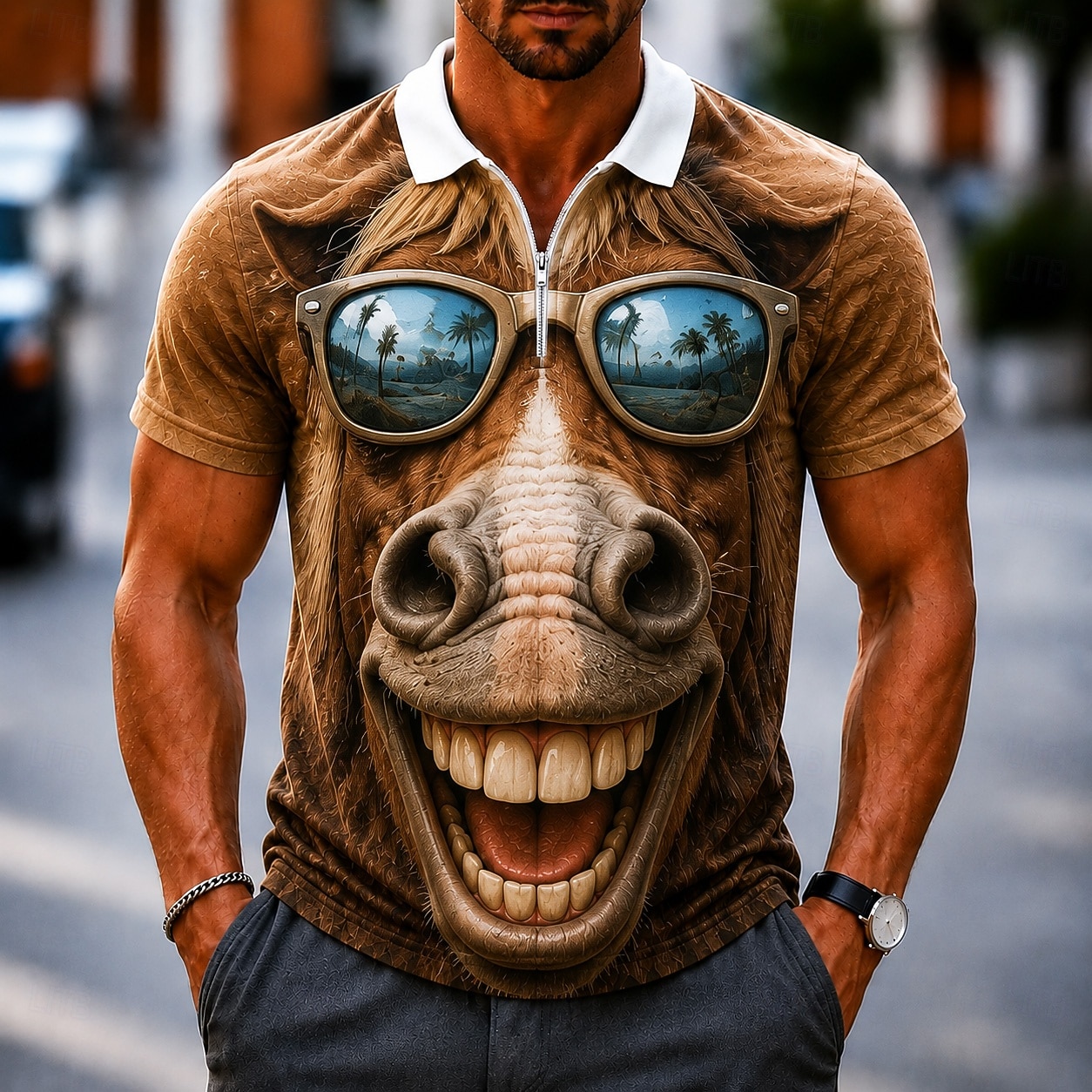 Bărbați Animal Desene 3D Tricouri polo Tricouri polo cu fermoar Manșon scurt Tricouri de polo Cămăși cu guler Casual În aer liber Îmbrăcăminte Atletică Imprimare 3D Material Plasă care Respiră Polo 2026 - $22.99 –P5