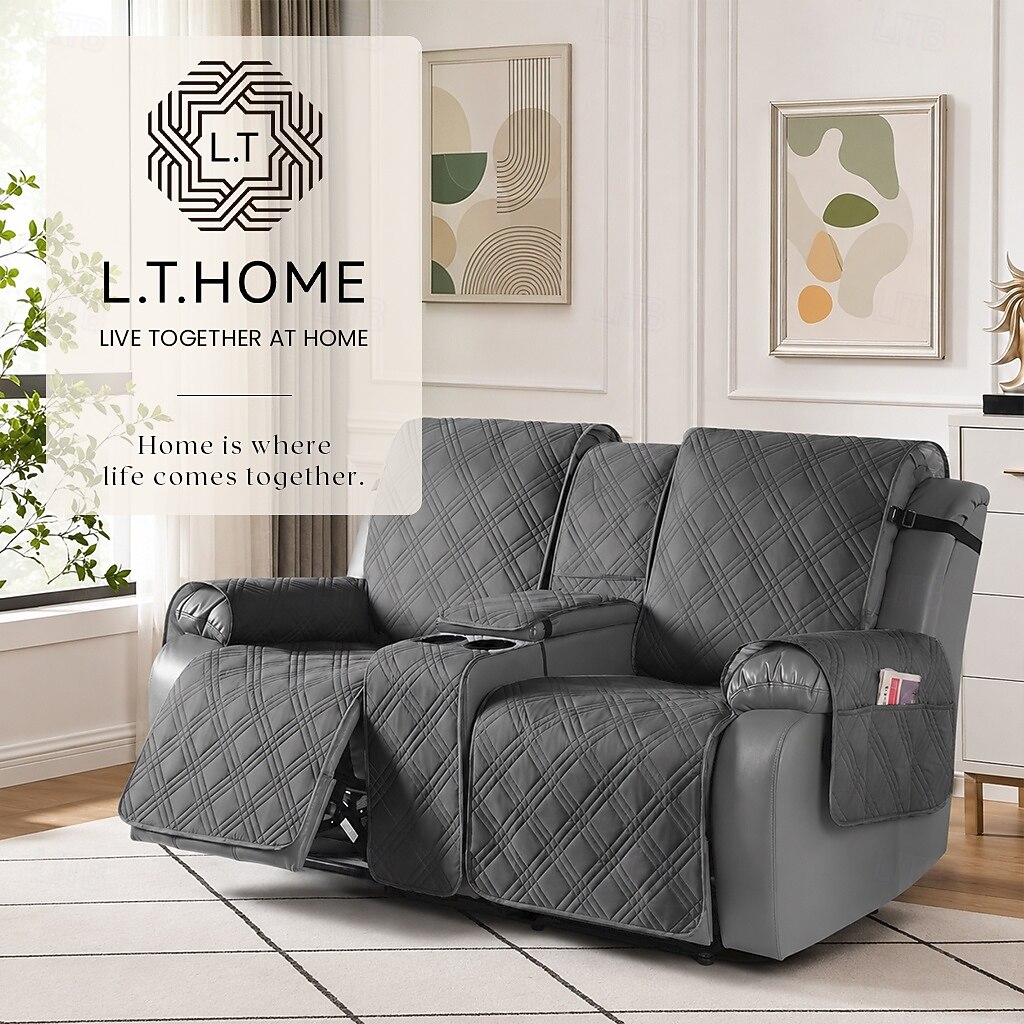 L.T.HOME Couch Cover for Pets 2 Seater 100% Waterproof Spillproof 4 Layer Quilted Reclining Loveseat Cover with Side Pockets Non Slip Washable Furniture Protector Dark Gray 2026 - $76.99 –P6