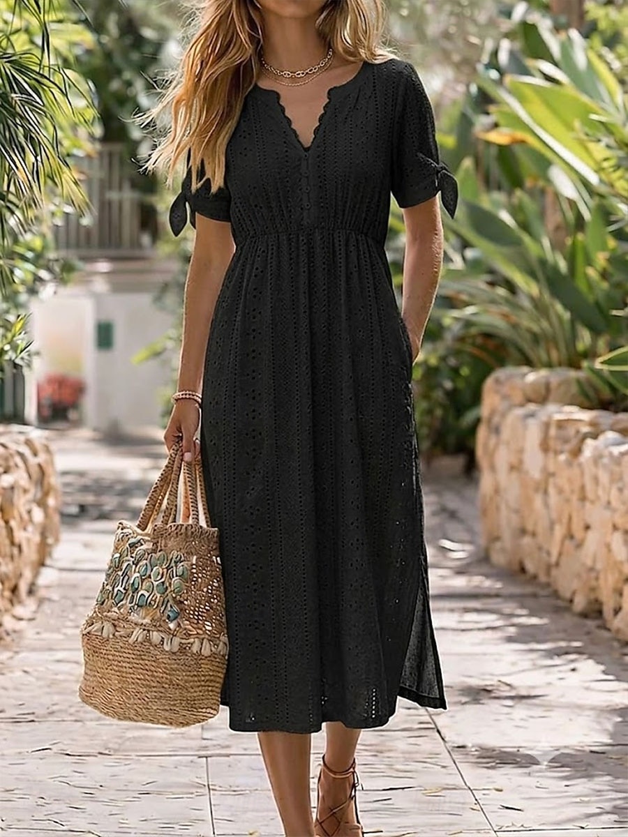 black business cocktail dress Boardroom to Hour (Black) The silhouette is balanced All About Michelle Obama's Fabric:Woven Cotton Industry_Hospitality