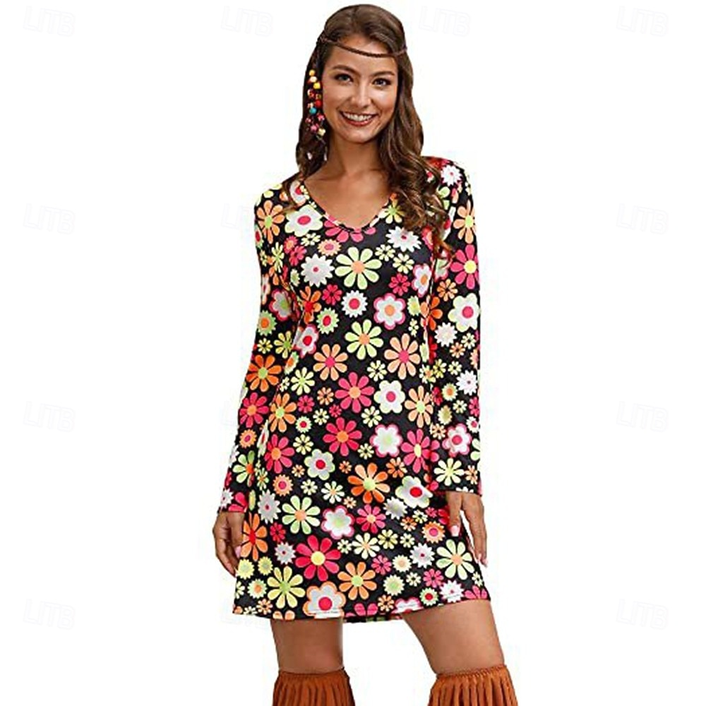 Retrò Vintage Anni '70 Disco Vestito Manica del polsino svasato Hippie Stampa Costume Per donna Mascherata Festa & Sera Parata dell'Orgoglio Mese dell'orgoglio Adulti Vestito del 2026 a $30.99 –P12