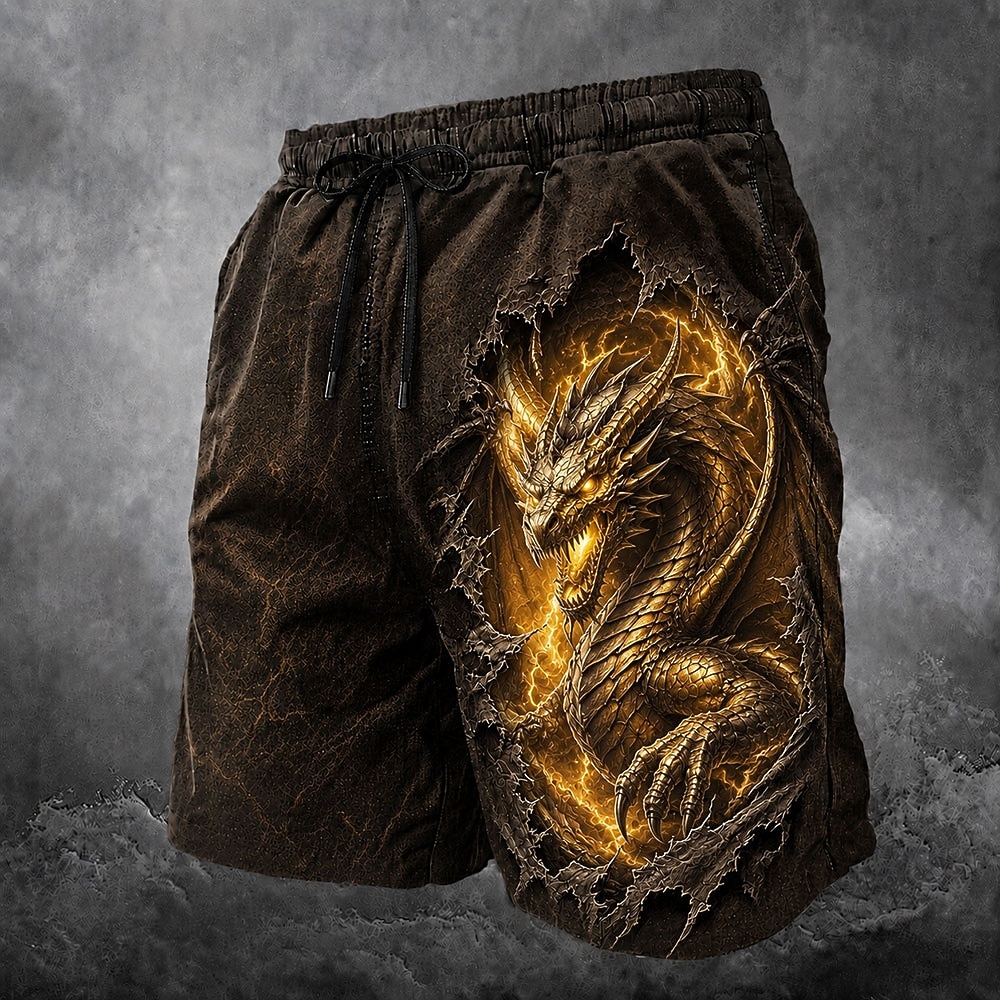 Homens Animal Dragão Calção Justo de Natação Fatos de banho Calções de banho Bermuda de Surf Cintura Média Escuro Diário Ao ar livre Bolsos laterais Forro de malha Cintura elástica com cordão Designer de 2026 por $20.99 –P3