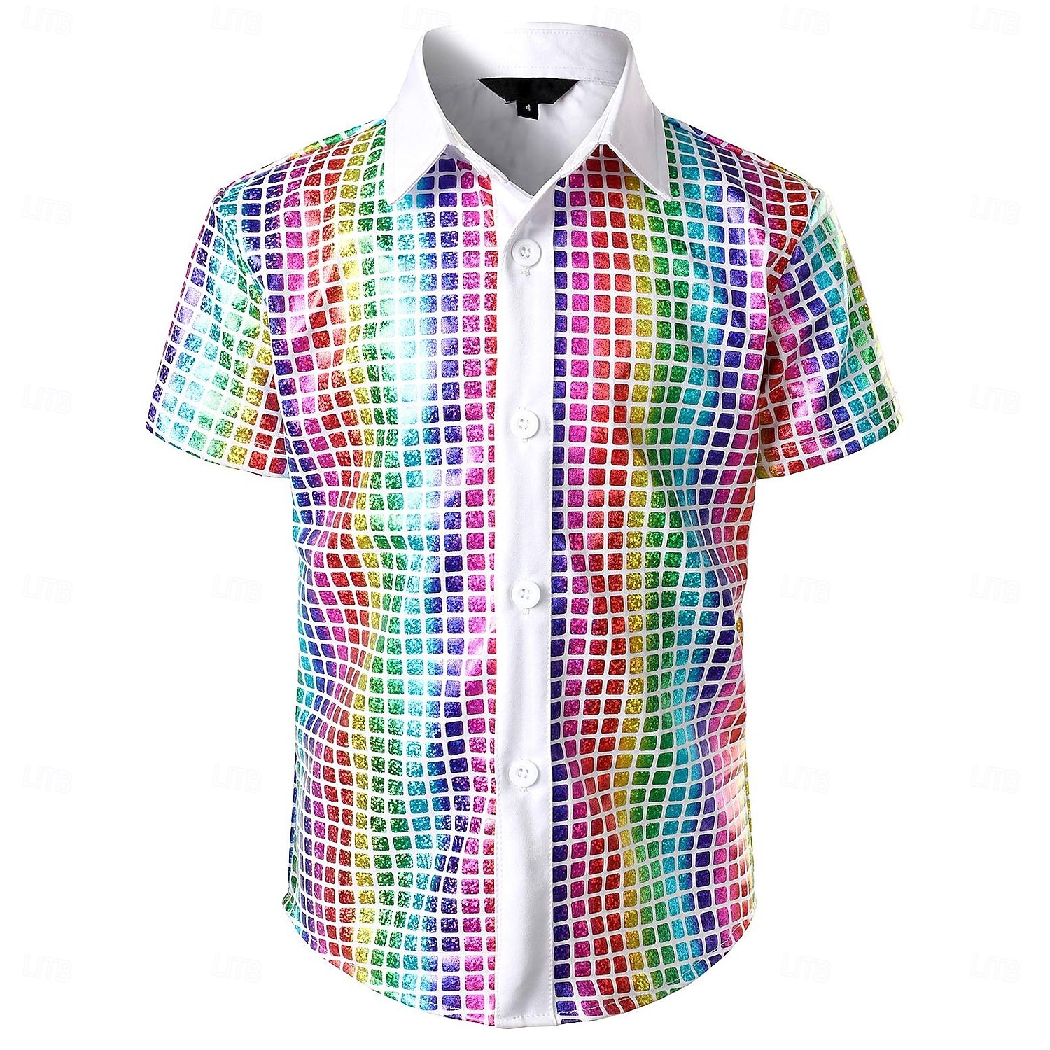Retro Vintage 1970s Disco Shirt Short Sleeves Shiny Metallic Fancy Dress Men's Carnival Costume Halloween Carnival Masquerade Music Festival Party / Evening Nightclub Adults' Shirt Spring & Summer 2026 - $21.99 –P8