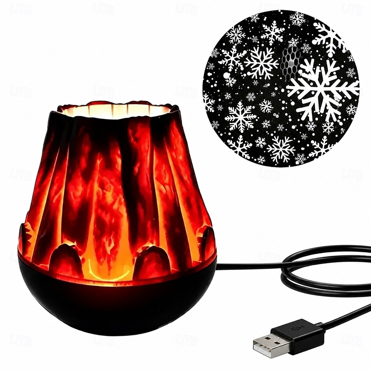 Halloween-kerstprojectorlamp met realistisch vlammenpatroon, dynamische pompoen-, spook-, sneeuwvlok- en kerstmanprojectielamp, USB 5V-voeding, feestelijk nachtlampje voor slaapkamer en woonkamer. 2026 - $18.99 –P6