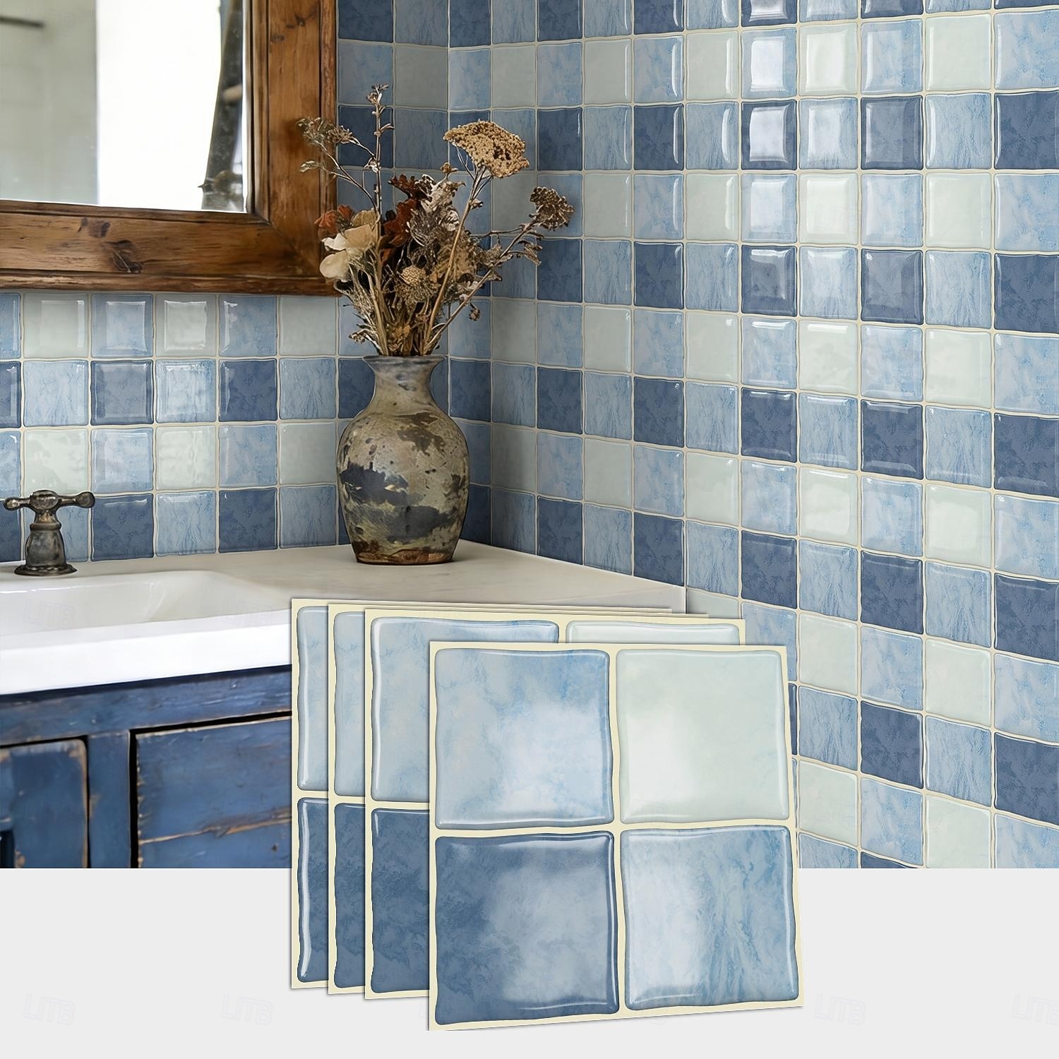 24 adhesivos 3D para azulejos de pared, adhesivos autoadhesivos para salpicaderos con efecto de azulejo y patrón a cuadros, paneles de pared impermeables y removibles para cocina, dormitorio, sala de 2026 - $52.99 –P1