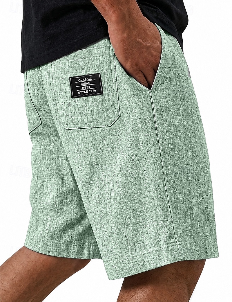 Hombre Pantalón corto Pantalones cortos de lino Pantalones cortos de verano Pantalones cortos casuales Correa Cintura elástica Un Color Comodidad Ligero Longitud de la rodilla Casual Diario Exterior 2026 - $24.99 –P6