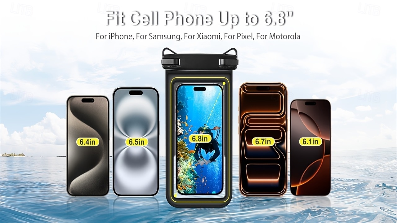 Universal Floating Waterproof Phone Case, IP68 Underwater Dry Bag Pouch with Lanyard for iPhone 17 16 15 Pro Max, Samsung S26 S25 Ultra, Pixel - Clear Camera Window for Swimming Beach Snorkeling 2026 - $16.99 –P2