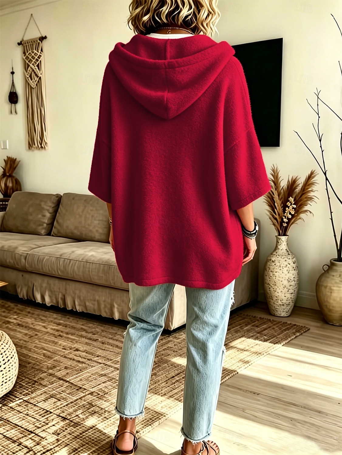 Per donna Felpe con cappuccio Caldo Moderno Manica 3/4 Con Cappuccio Top Regolari Casuale Giallo Chiaro Marrone caffè Rosa Rosso Grigio Primavera Autunno del 2026 a $14.99 –P2