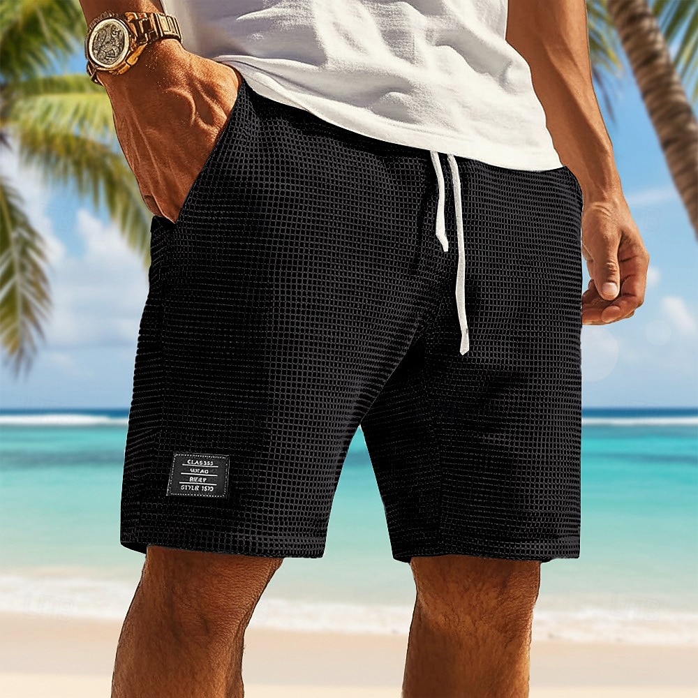 Per uomo Pantaloncini Waffle Pantaloncini Estivi Shorts da Spiaggia Pantaloncini casual Coulisse Elastico in vita Tinta unica Comodità Lunghezza al ginocchio Quotidiano All'aperto Abbigliamento del 2026 a $22.99 –P9