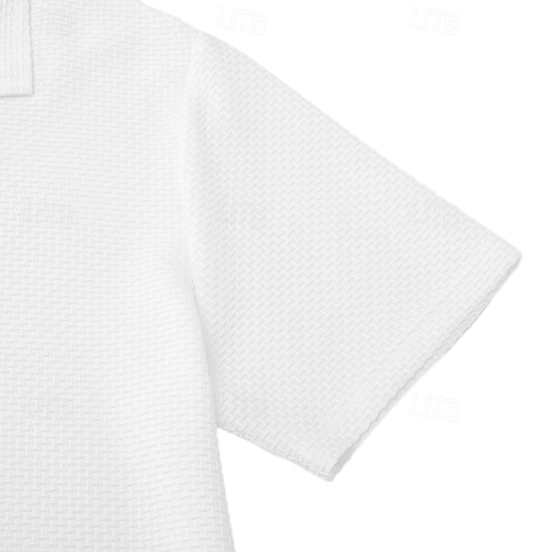 Men's Polo Cooling Ice Silk Seersucker Polo Shirts Casual Business Ribbed Polo Collar Short Sleeve Fashion Basic Solid Color Buttons Summer Spring &  Fall Regular Fit White Black Navy Blue Light Blue 2026 - $20.99 –P9