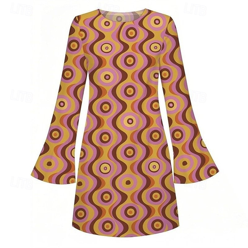 Retro Antiguo Años 70 Genial Vestidos Hippie Disco Geométrico Psicodélico Disfraz Mujer Víspera de Todos los Santos Carnaval Vacaciones Festival de Música Festival Adulto Vestido 2026 - $30.99 –P3