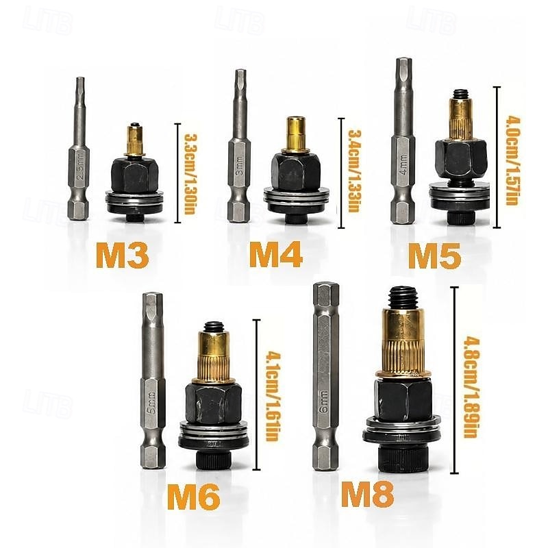 Set di utensili per rivetti in acciaio al carbonio, testa per rivetti, kit di rivetti filettati M3, M4, M5, M6, M8, accessorio per rivettatrice manuale per officine di riparazione auto. del 2026 a $25.99 –P2