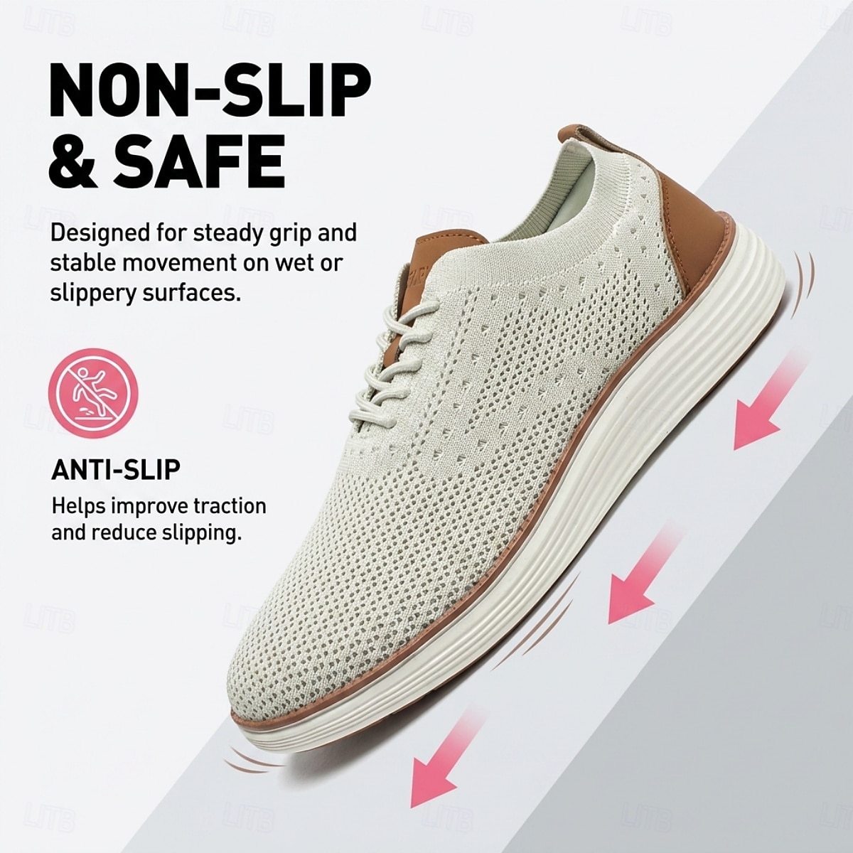 Pantofi sport casual business pentru bărbați, respirabili, tricotați, cu șireturi, ușori și confortabili, pentru birou, călătorii, plimbări zilnice, ținute smart casual și weekend 2026 - $69.99 –P3