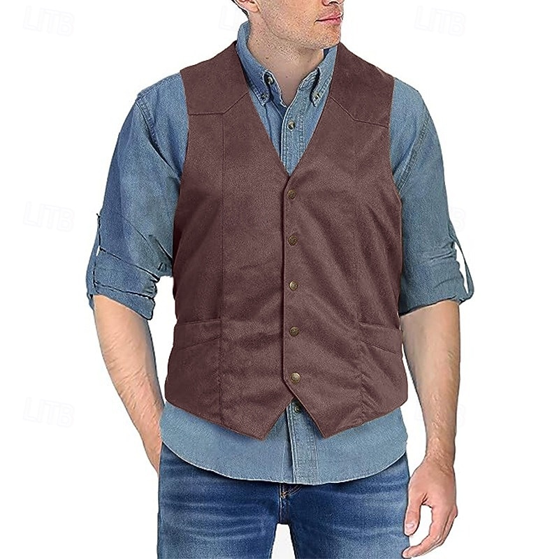 Herren Weste Urlaub Täglich Hochzeitsfeier Verabredung Modisch Brautkleider schlicht Frühling Herbst Knopf Tasche Nylon Komfortabel Glatt Einreiher - 1 Knopf V Ausschnitt Regular Fit Schwarz Leicht 2026 - $34.99 –P11