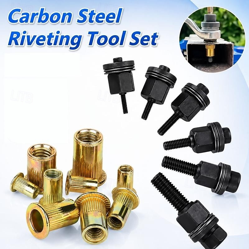 Set di utensili per rivetti in acciaio al carbonio, testa per rivetti, kit di rivetti filettati M3, M4, M5, M6, M8, accessorio per rivettatrice manuale per officine di riparazione auto. del 2026 a $25.99 –P4