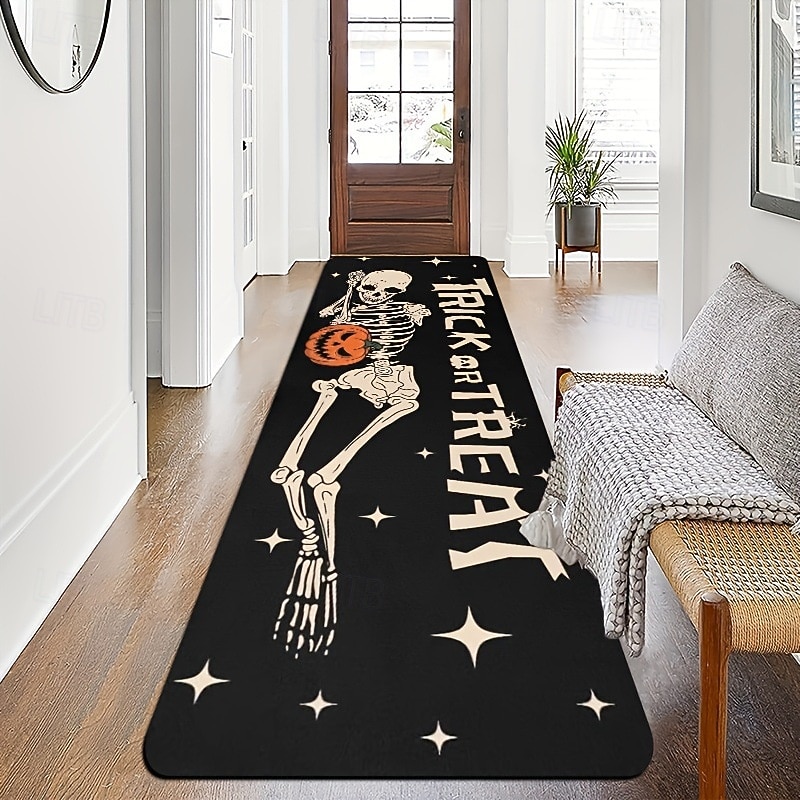 Halloween-Flurläufer, rutschfest, waschbar, Eingangsbereich-Teppich, Kurzflor-Küchenläufer, Schlafzimmer-Bettvorleger, Heimdekoration 2026