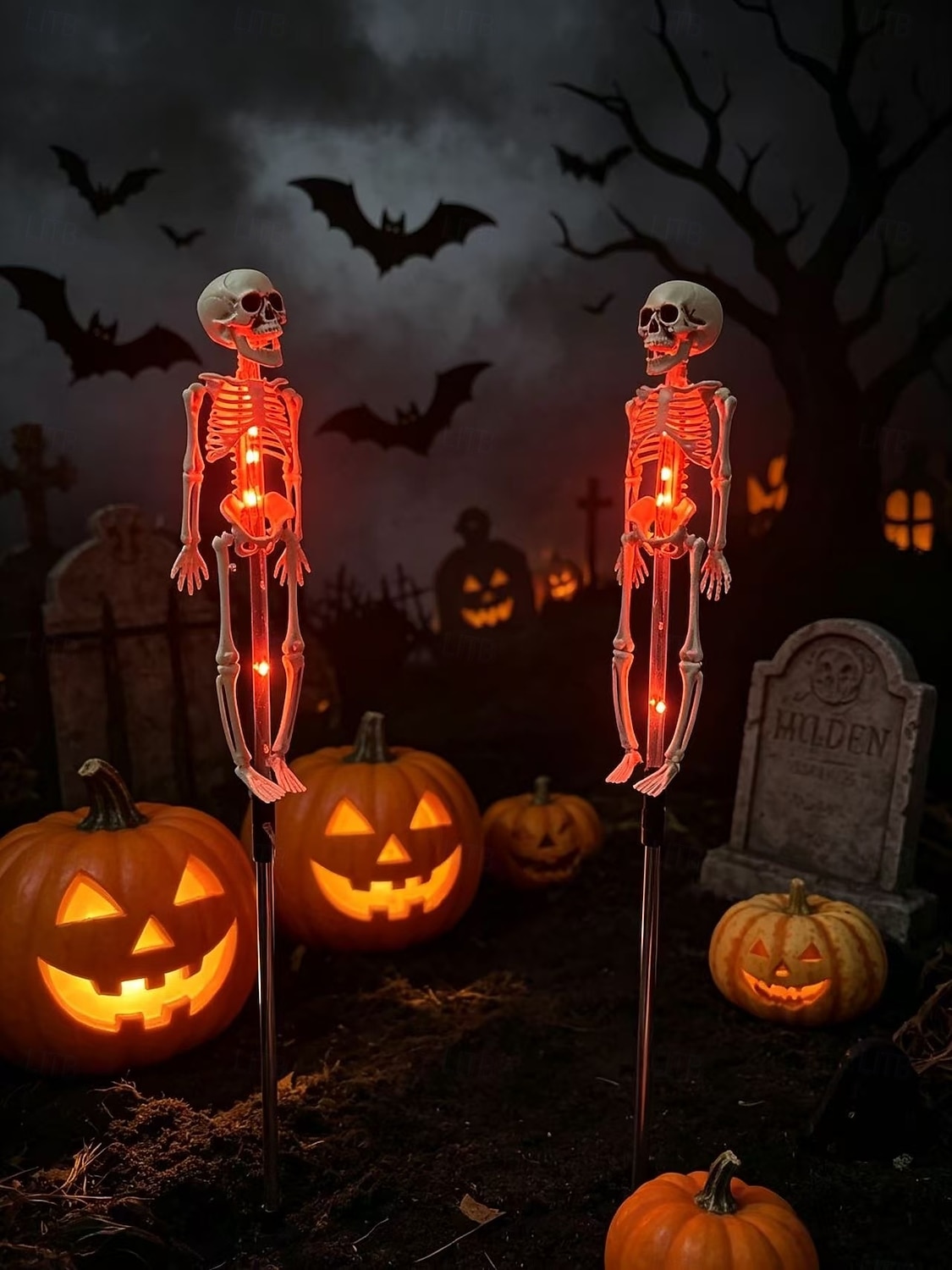 Solar Powered Skeleton Skeleton Ground Stake Lights, Outdoor Garden Yard Glowing Decorative Landscape Lamp for Halloween Holiday Party Atmosphere Decor 2026 - $16.99 –P6
