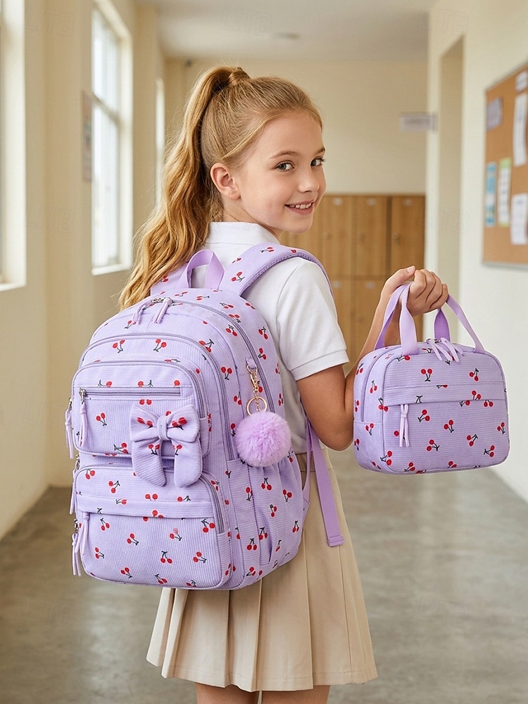 Girl's Corduroy Backpack Set, 3 Piece Cute School Backpack with Large Capacity Multi Compartments, Laptop Sleeve, Adjustable Straps, Luggage Strap, Travel College Bag for Girls, Available in Multiple 2026 - €42.99 –P3