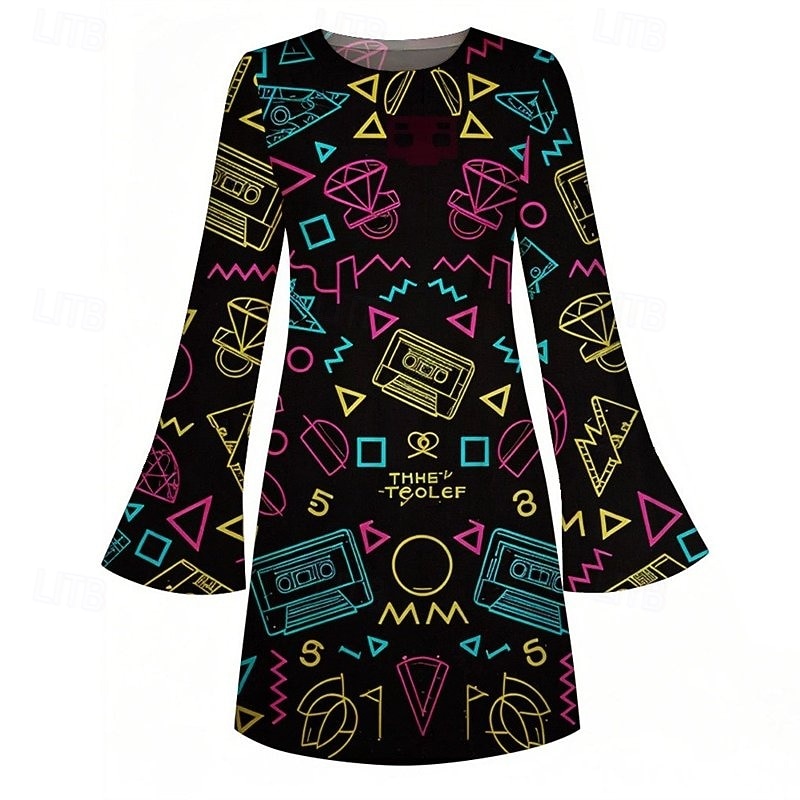 Retro Antiguo Años 70 Genial Vestidos Hippie Disco Psicodélico Disfraz Mujer Víspera de Todos los Santos Carnaval Vacaciones Festival de Música Festival Adulto Vestido 2026 - $30.99 –P3