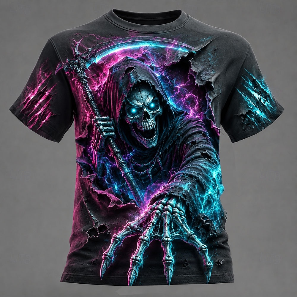 Halloween Men's Skull T Shirt Short Sleeve T shirt 3D Print Crew Neck Shirt Dark Casual Daily Street Blue Black Red Summer Spring Clothing Apparel S M L XL 2XL 3XL 2026 - €11.23 –P6