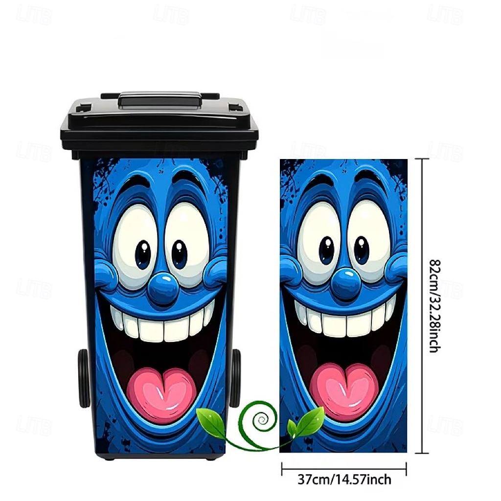 2 יחידות מדבקות פח אשפה עם פרצוף מצחיק ודבק למטבח לעיצוב הבית, עטיפת פח אשפה עמידה במים מ-PVC, מדבקת פח אשפה עמידה בפני UV לשימוש פנימי וחיצוני 2026 - $16.99 –P3