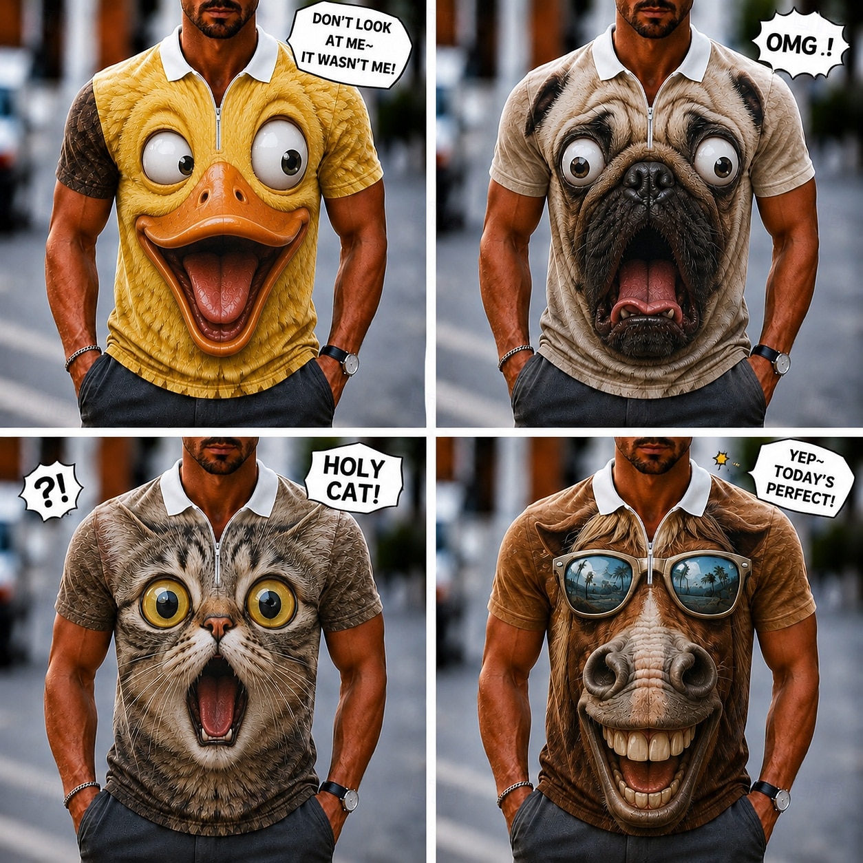 Bărbați Animal Desene 3D Tricouri polo Tricouri polo cu fermoar Manșon scurt Tricouri de polo Cămăși cu guler Casual În aer liber Îmbrăcăminte Atletică Imprimare 3D Material Plasă care Respiră Polo 2026 - $22.99 –P2