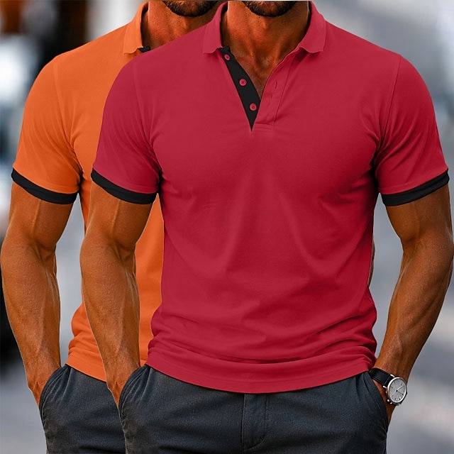 Herren Poloshirts Golf Poloshirts Lässig Arbeit Revers Kurzarm Basic Modern Farbblock Einfach Patchwork Bestickt Frühling & Sommer 1 2 3 4 5 6 Poloshirts 2026 - $24.99 –P7