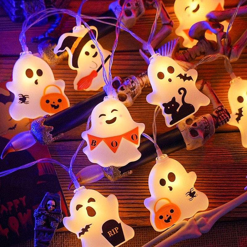 Halloween String Lights, 19.7FT 40 LED Cute Ghost Pumpkin Bat Fairy Lights, USB or AAA Battery Powered Halloween Decorations for Bedroom Living Room Party Indoor Decor 2026 - $16.99 –P4