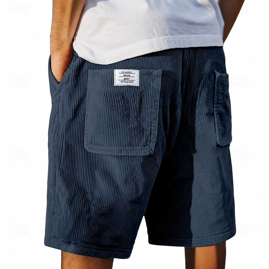 Homens Calção Shorts de verão Shorts casuais Shorts de veludo cotelê Com Cordão Bolsos Cintura elástica Tecido Conforto Respirável Curto Ao ar livre Férias Desporto Casual Cáqui Preto de 2026 por $22.99 –P11